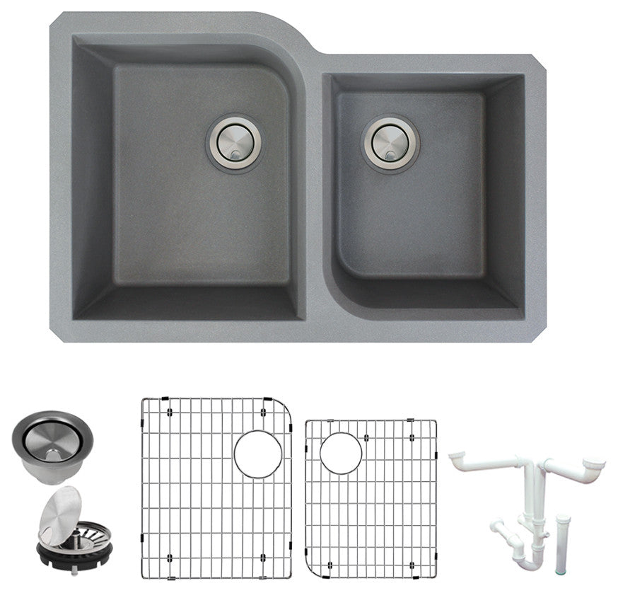 Radius Granite 31-in Undermount Kitchen Sink Kit in Grey