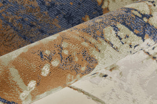 Takara Modern Abstract, Blue/Orange/Ivory, 3'10"x6' Accent Rug