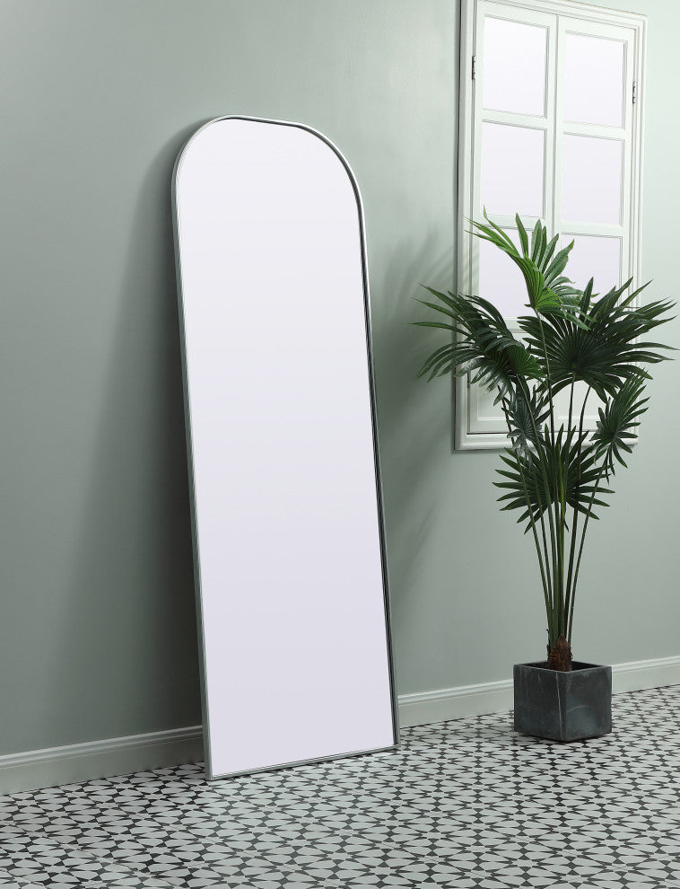 Metal Frame Arch Full Length Mirror 28X74 Inch, Silver