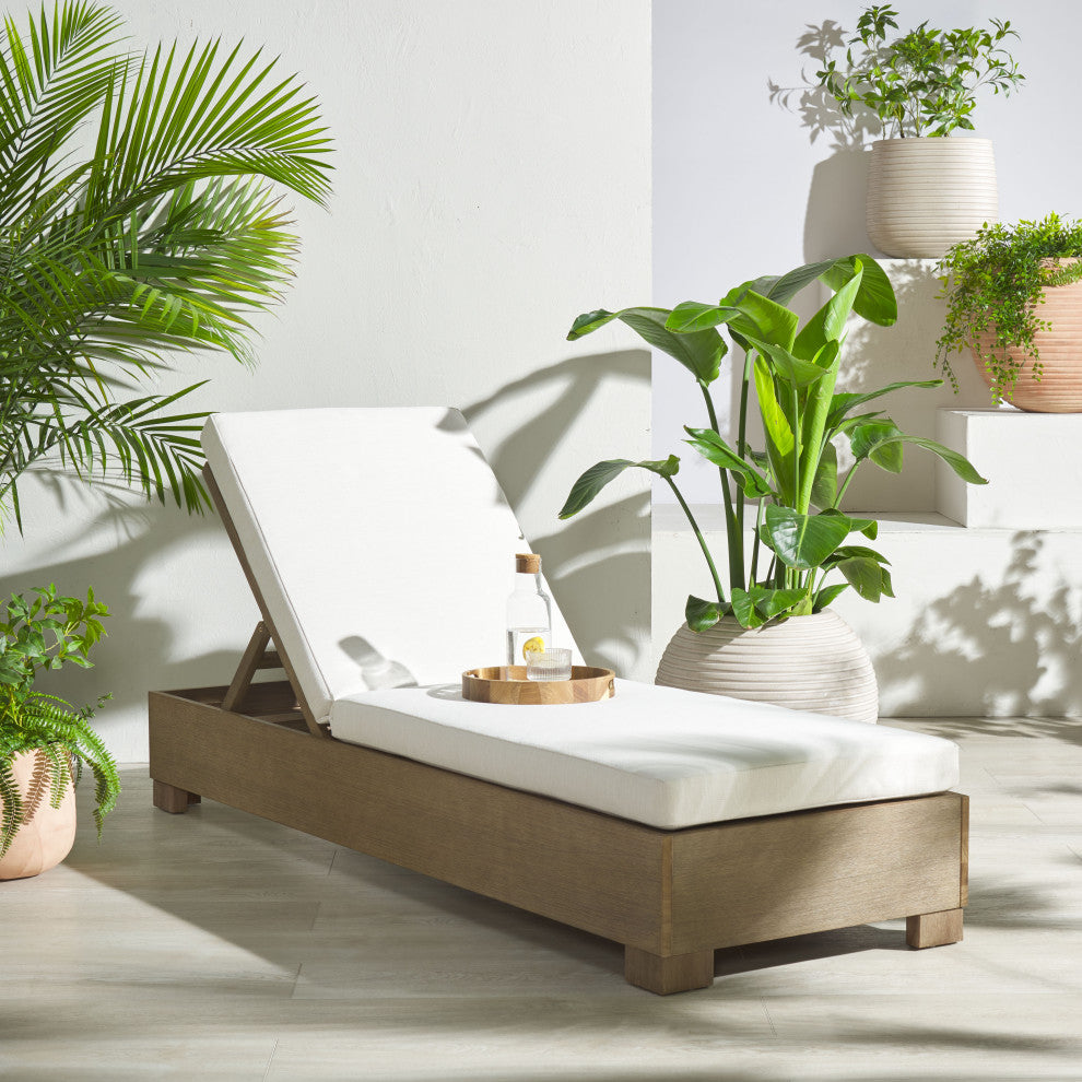 Safavieh Couture Indoor-Outdoor Blanquilla Chaise Lounge, Natural/Beige