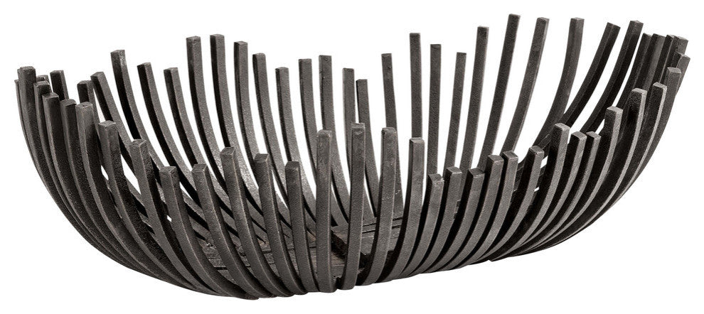 Webbed Bowl Oblong, Blackened Iron