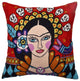 Frida Kahlo Inspired Pillow Cover Red Tiara Hand Embroidered Wool 18x18
