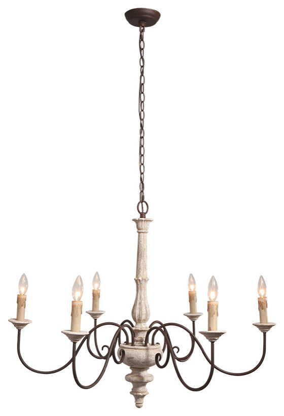 6-Light Weathered Wood Candle Style Chandelier