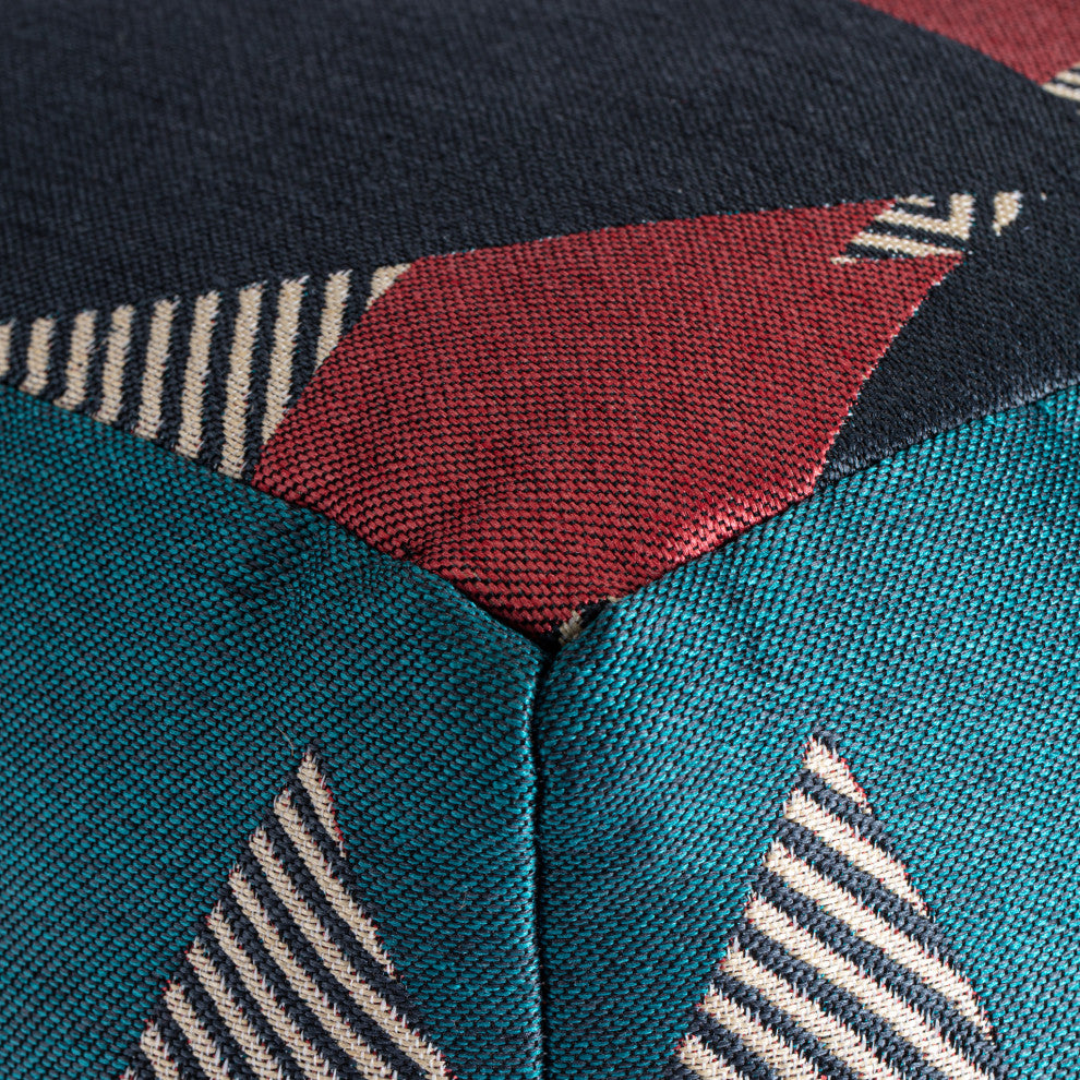Martinique Red 18" x 18" x 18" Multicolor Pouf