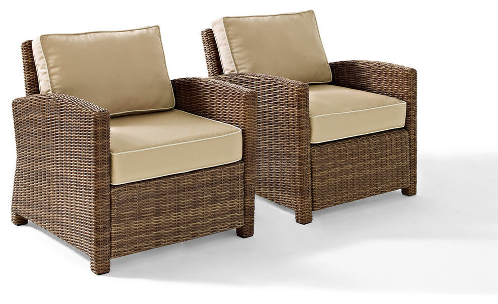 Bradenton 2-Piece Outdoor Wicker Seating Set With Sand Cushions