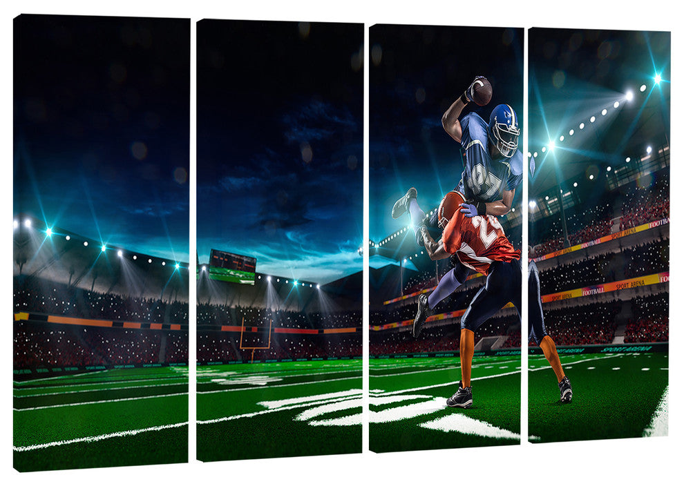 "American Football Player" Sports Digital Canvas Print, 4 Panels, 48"x28"