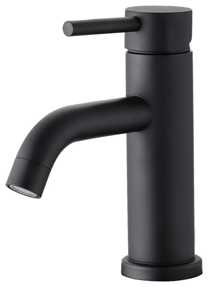 Single Hole Stainless Steel Bathroom Sink Faucet, Matte Black