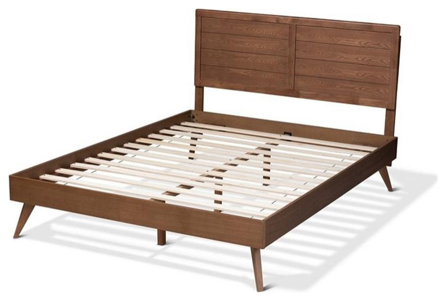 Artemis Mid-Century Modern Walnut Browned Wood Full Size Platform Bed