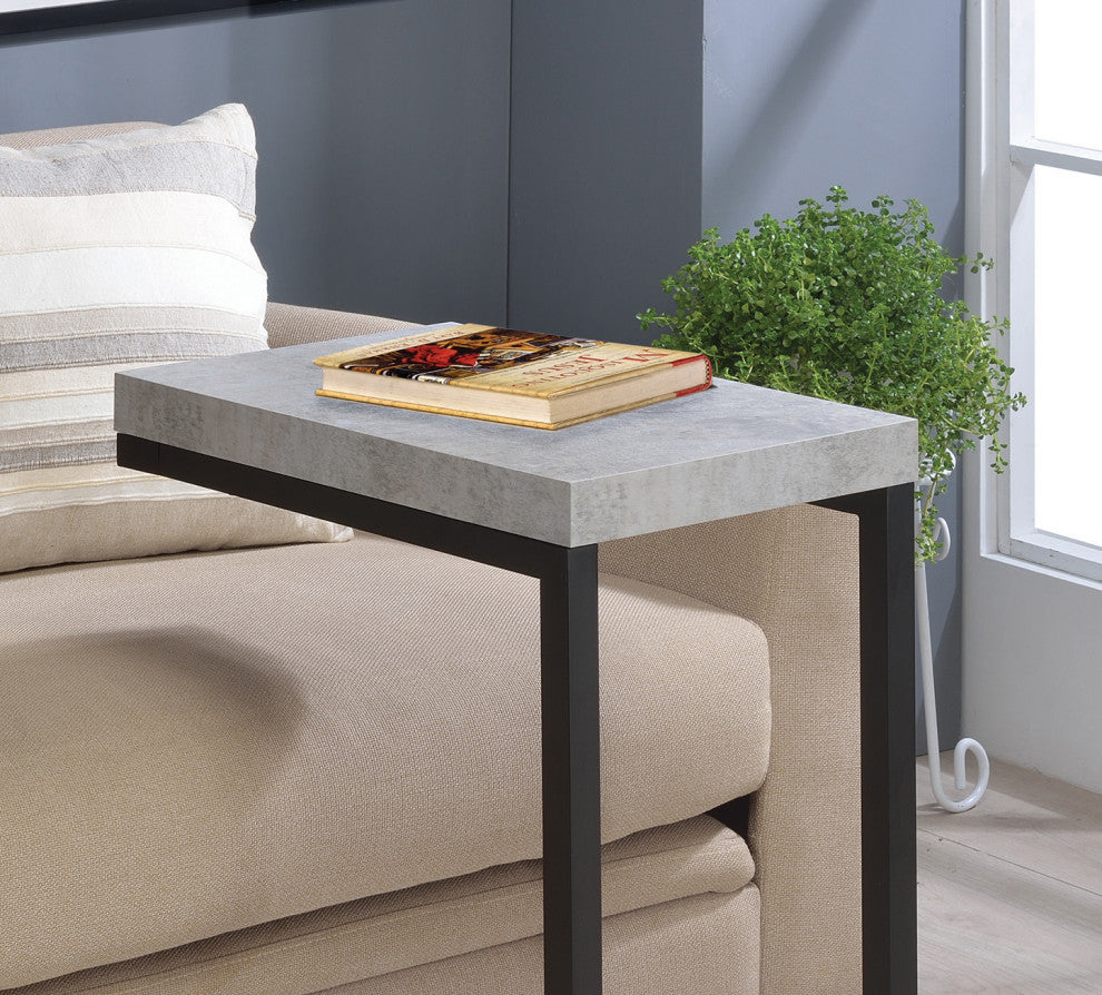 Faux Cement Table Top Snack Table, Cement and Black