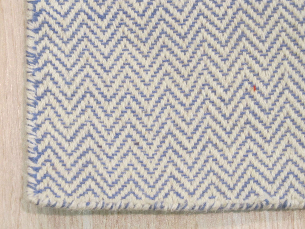Hand-Tufted Wool Ivory Transitional Chevron Chevron Rug, 7'9x9'9