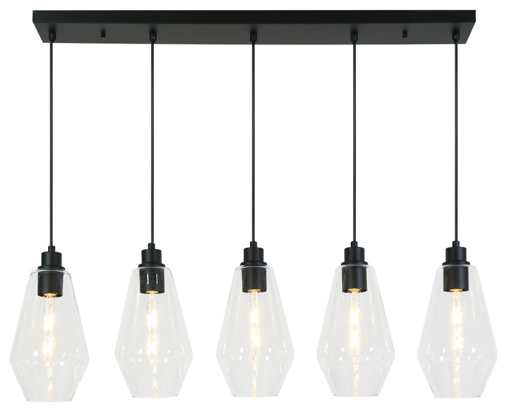 LNC Astralithos 5-Light Black Modern Clustered Kitchen Island Pendant Light