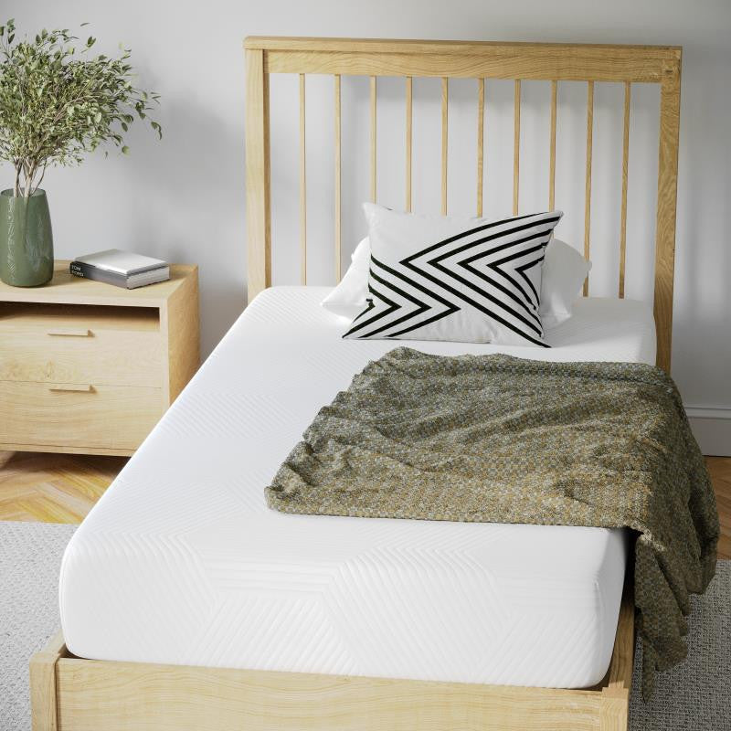 Jasmine Charcoal & Green Tea Cooling Gel Memory Foam 8" CertiPUR-US Mattress, White, Twin