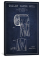 "Toilet Paper Navy Blue Patent Blueprint" by Aged Pixel, 40x26x1.5"