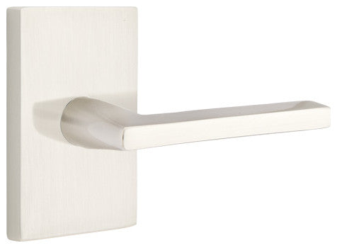 Emtek Privacy Handle Set Rectangle Rosette Left Handed Helios Lever Satin Nickel