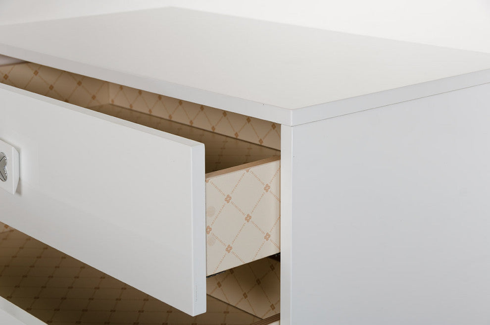 HomeRoots 19" White Gloss MDF Nightstand