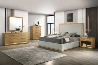 Nova Domus Santa Barbara Modern Grey Fabric + Natural Bed, Queen