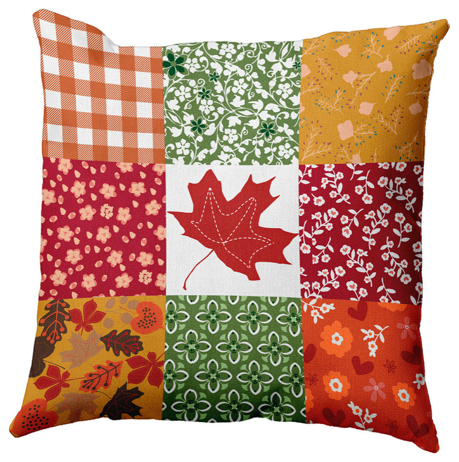 Printed Quilt Leaves Accent Pillow, Dragon, 26"x26"