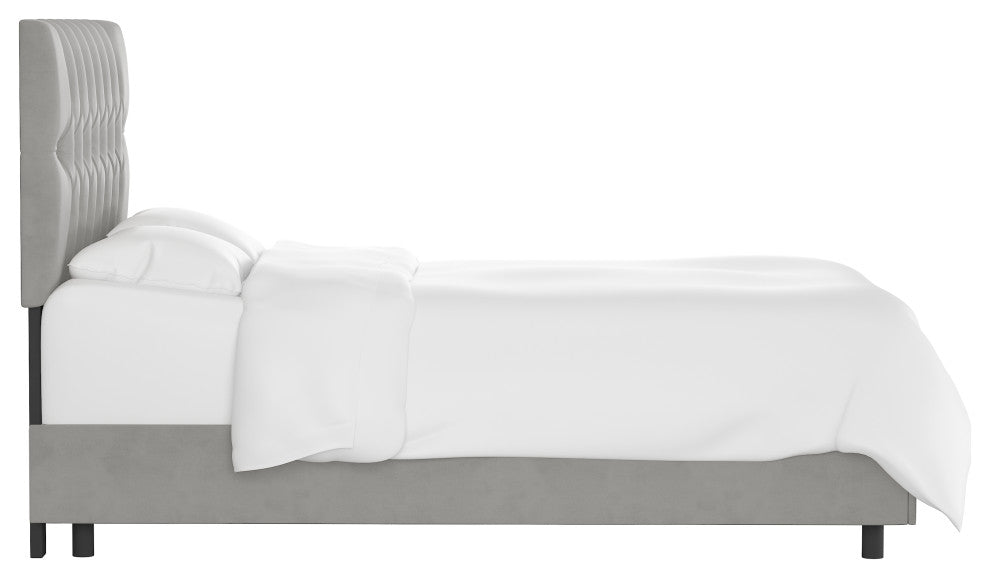 Chloe Diamond Tufted Bed, Velvet Steel Gray, Full