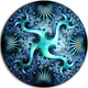Glowing Blue Fractal Flower Design, Abstract Round Wall Art, 36"