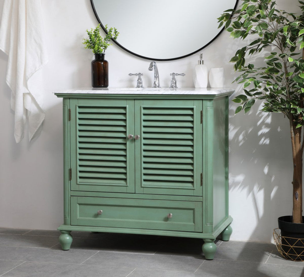 Home Living Single Bathroom Vanity, Vintage Mint, 36"