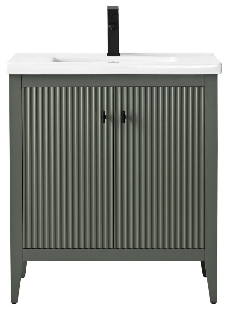 Vanity Art Freestanding Vanity, Vintage Green, 30", Single Sink, Matte Black