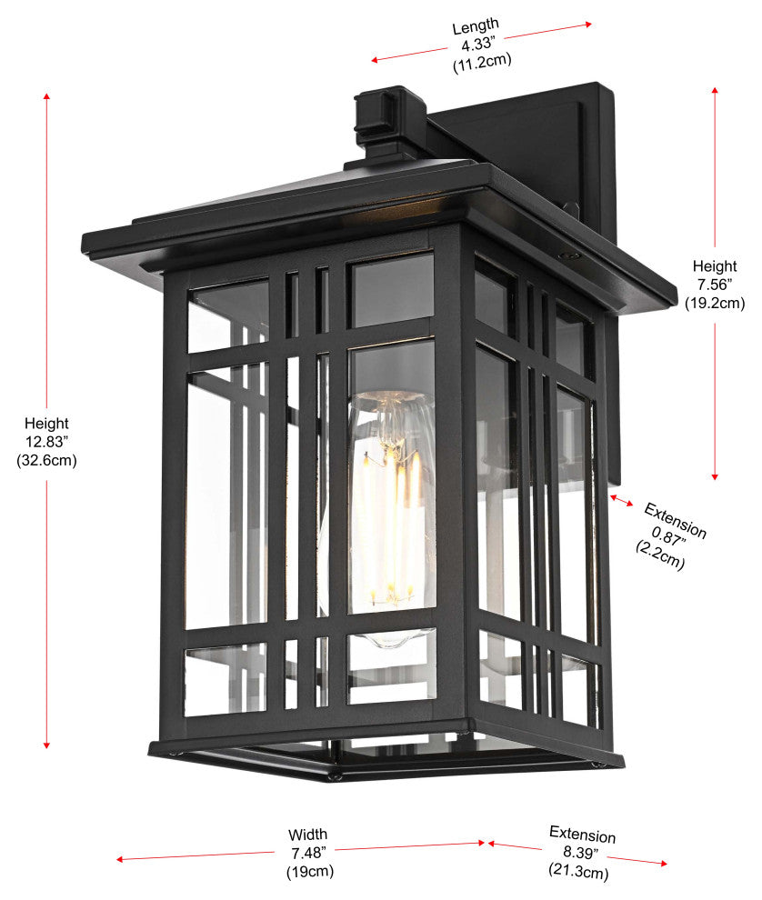 Home Living 13" Outdoor Wall sconce, Black