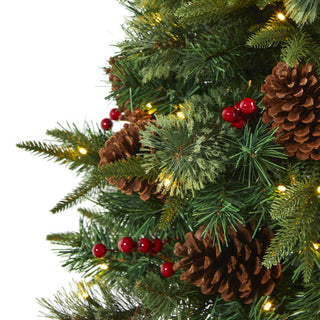4' Pine, Pinecone and Berries Artificial Christmas Tree, Decorative Urn