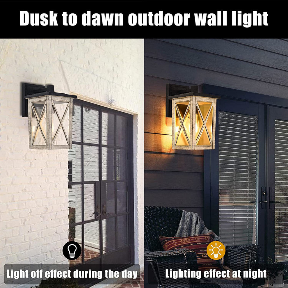 Outdoor Porch Light Dusk to Dawn Lighting Fixture Aluminum Farmhouse Lantern
