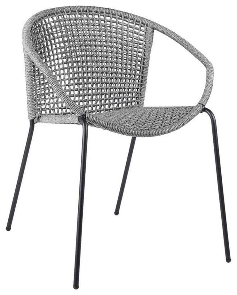 Armen Living Snack 18" Fabric Indoor Outdoor Dining Chair in Gray (Set of 2)