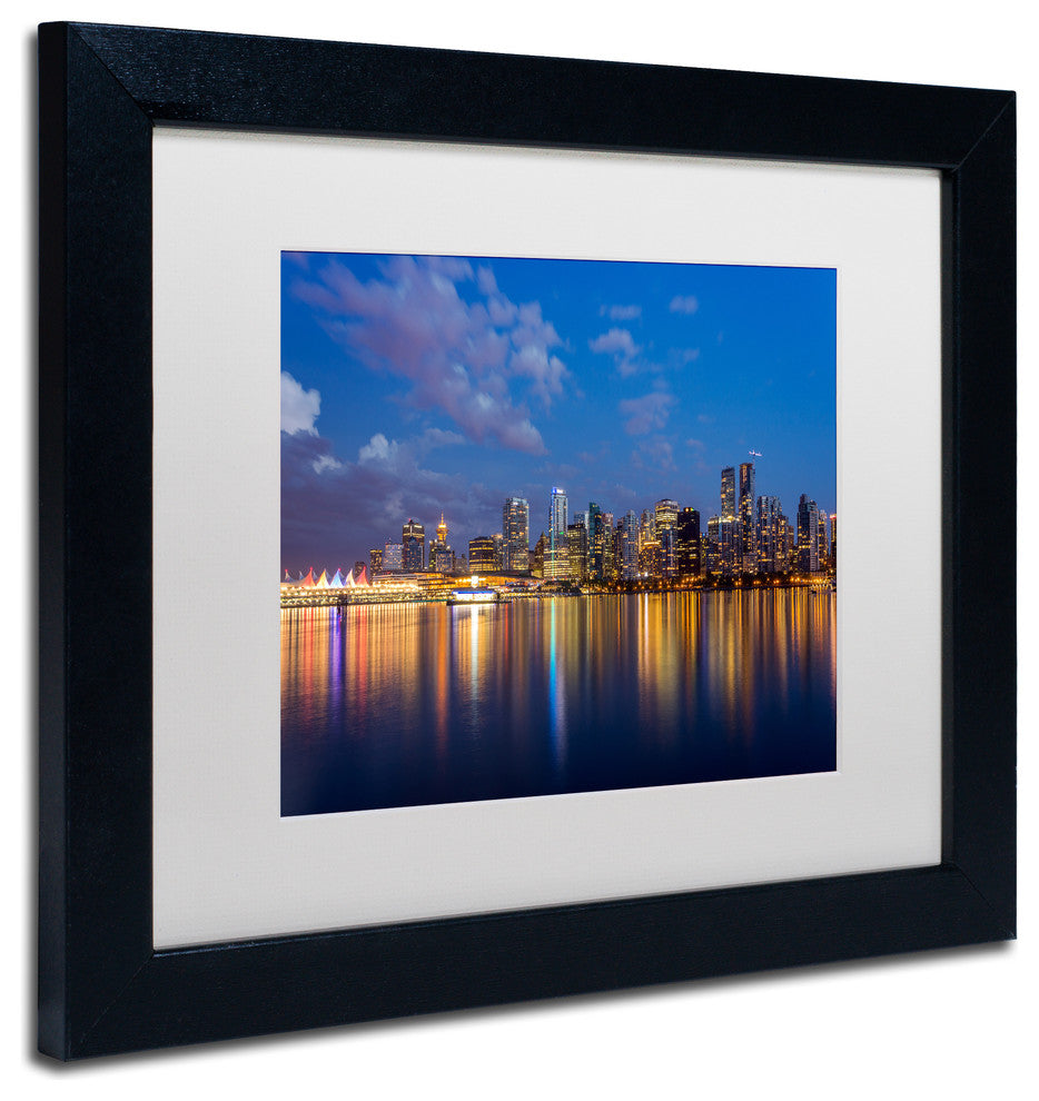 Pierre Leclerc 'Vancouver Twilight' Matted Framed Art, Black Frame, White, 14x11