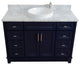 49" Single Sink Vanity, Blue Finish With White Carrara Marble And Round Sink