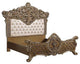 Benzara BM269548 Eastern King Bed, Intricately Carving/Tufting, Gold/Brown