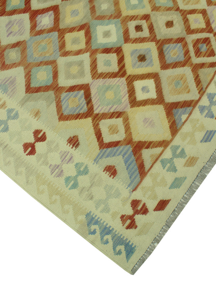 Sun Faded Kilim Malikzay Ivory Rug
