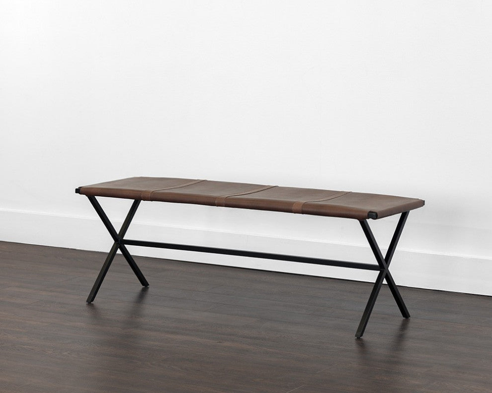 Elon Bench, Vintage Cognac Leather