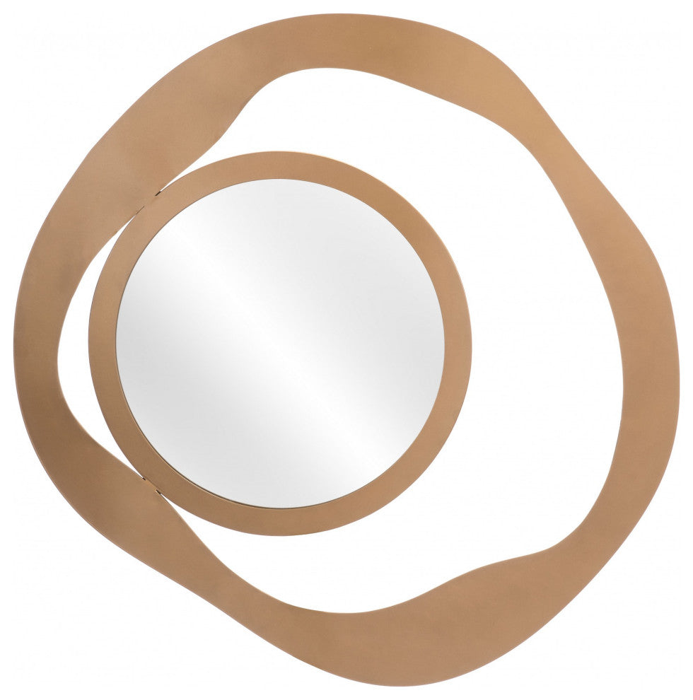 Contemporary Gold Round Mirror