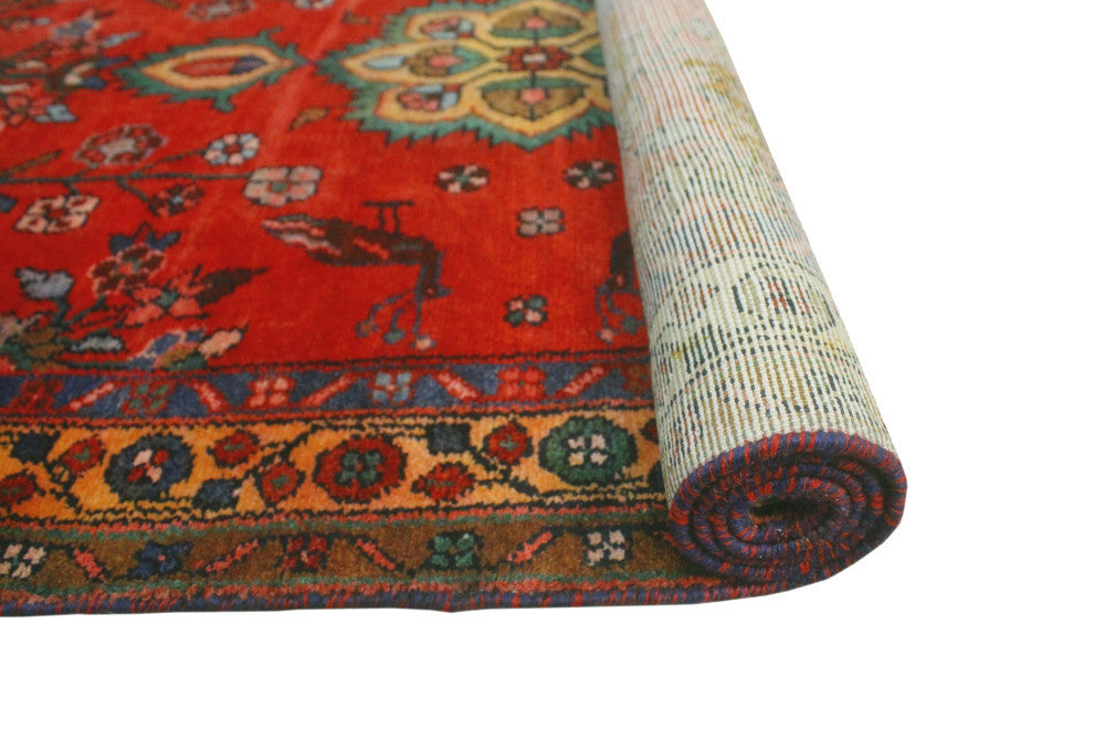 Fine Vintage Distressed Jerold Red/Green Runner, 3'5x6'4