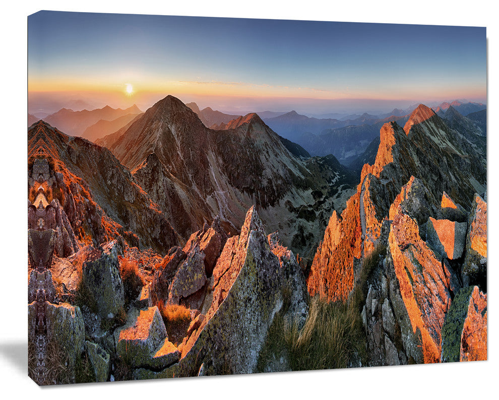 Majestic Sunset in Fall Mountains, Landscape Canvas Art Print, 60x40