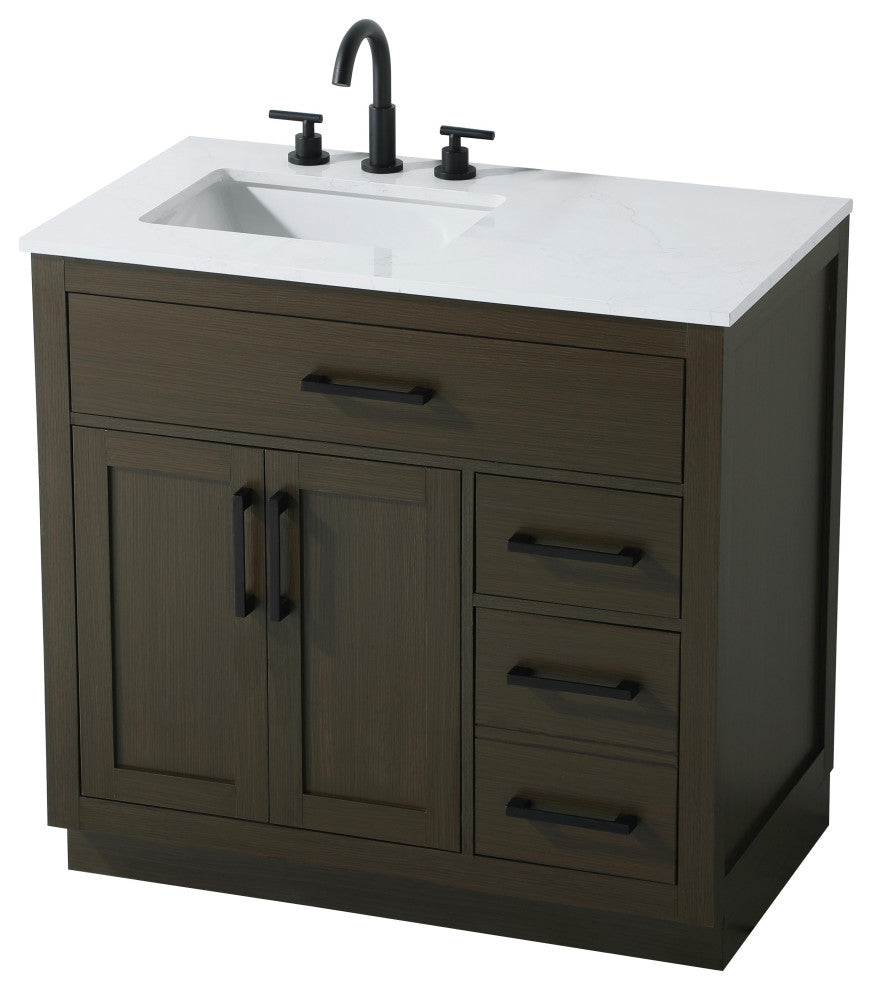 Home Living 36" Single Bathroom Vanity, Mocha Brown