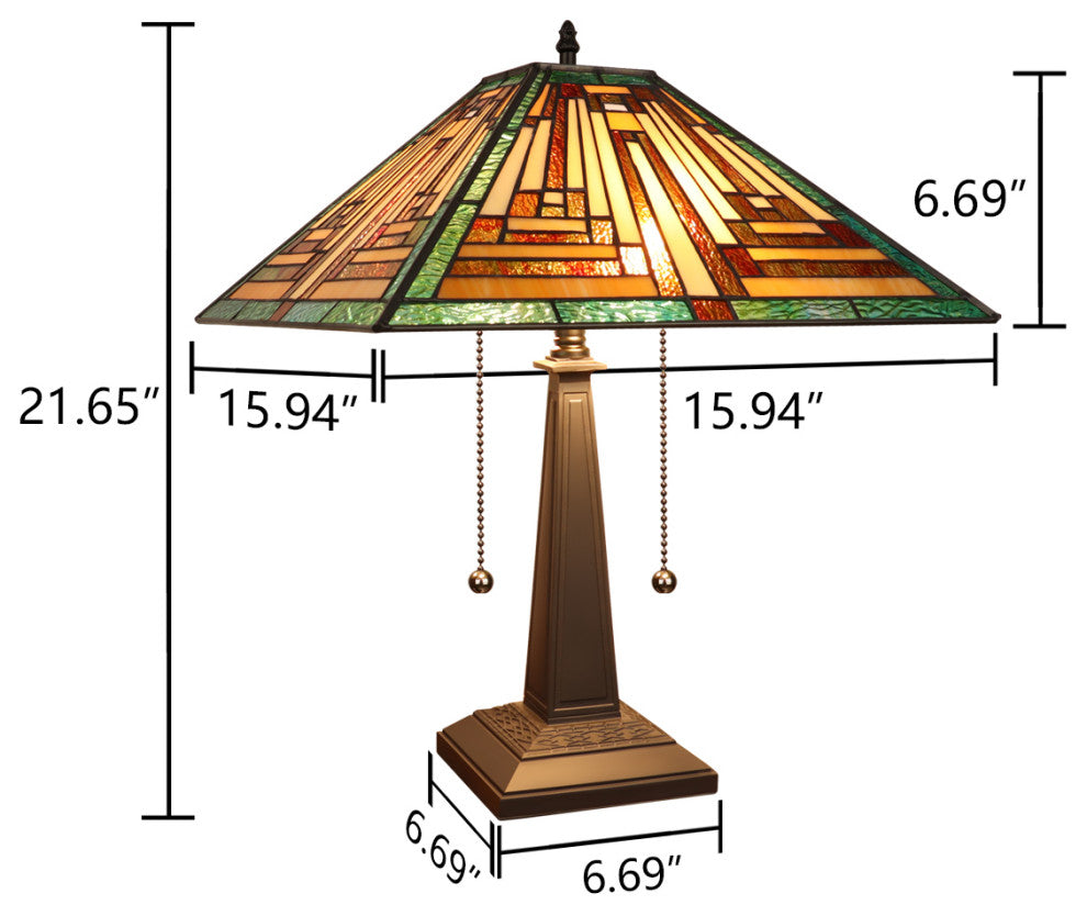 Firman Tiffany 2-Light Mission Table Lamp 16" Shade