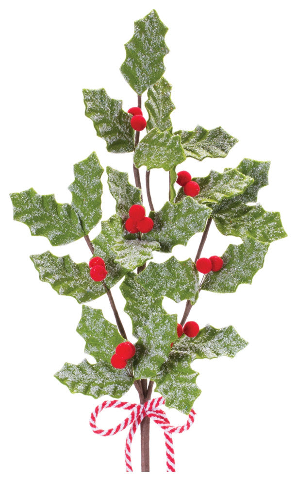 Fabric Holly Berry Spray, Set of 6