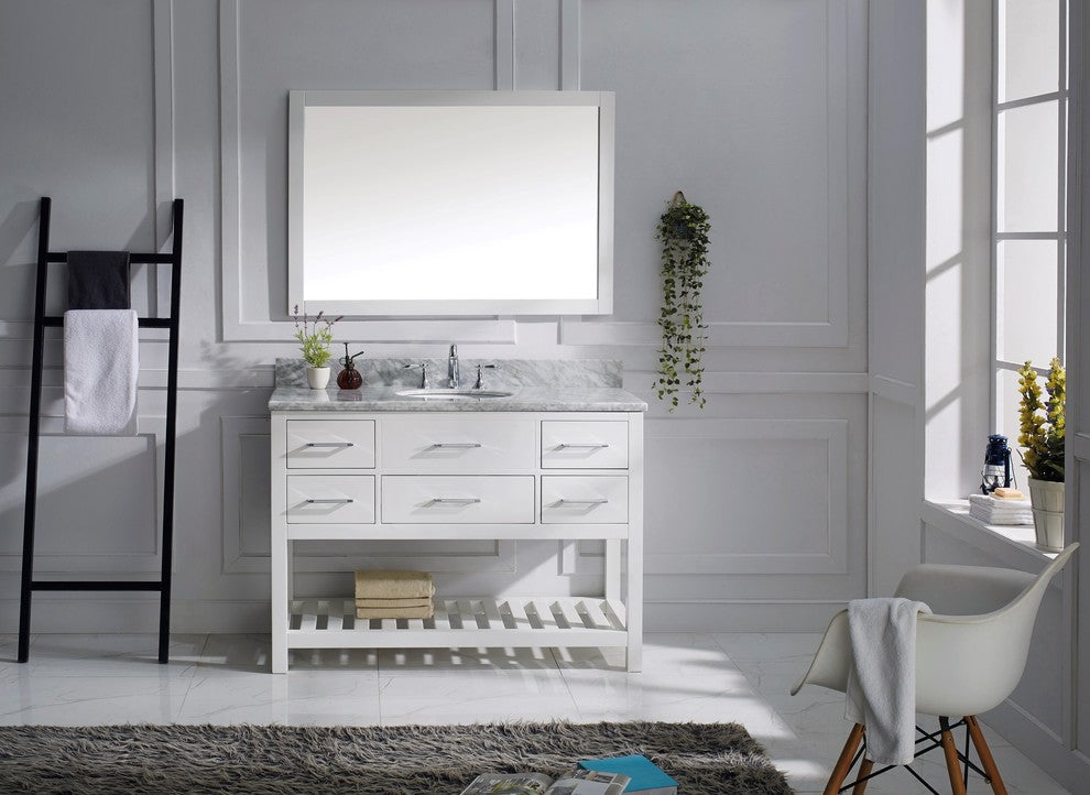 Caroline Estate 48" Single Bathroom Vanity Set, White, Italian Carra