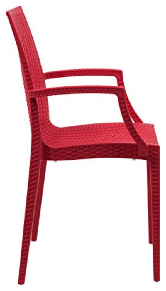 LeisureMod Weave Mace Indoor/Outdoor Chair With Arms, Set of 2