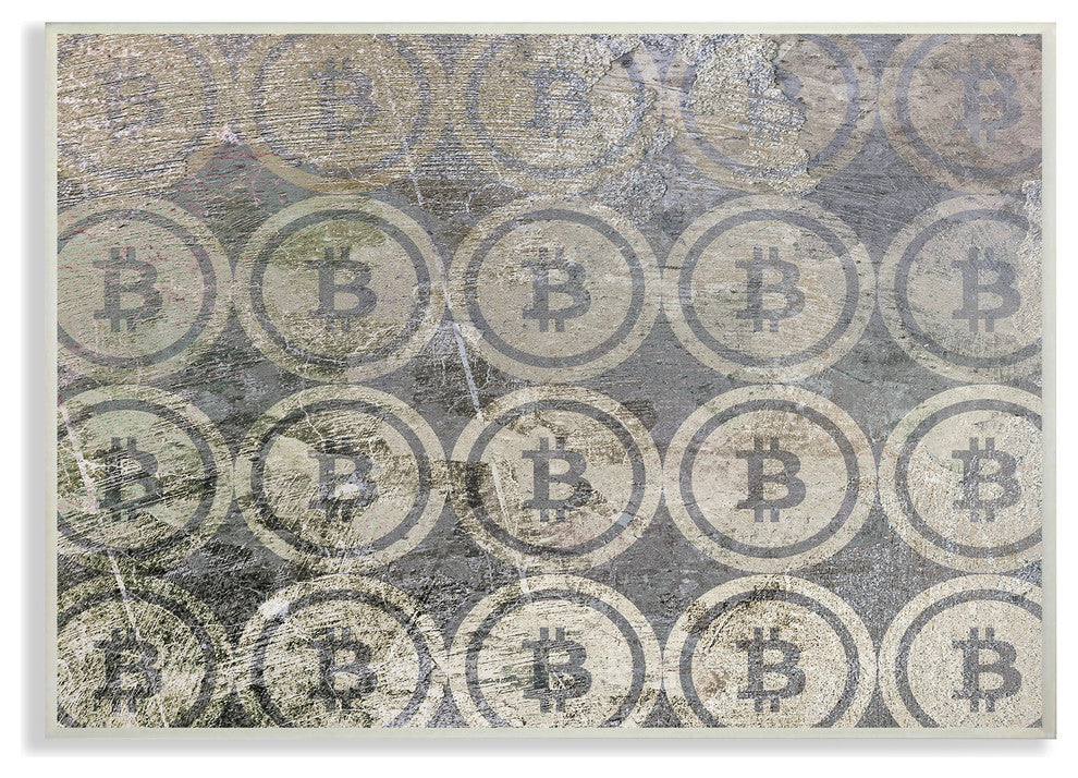 Bitcoin Pattern on Surface Wall Plaque Art, 12.5x18.5