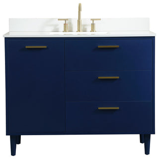 Home Living 42" Bathroom Vanity, Blue With Backsplash