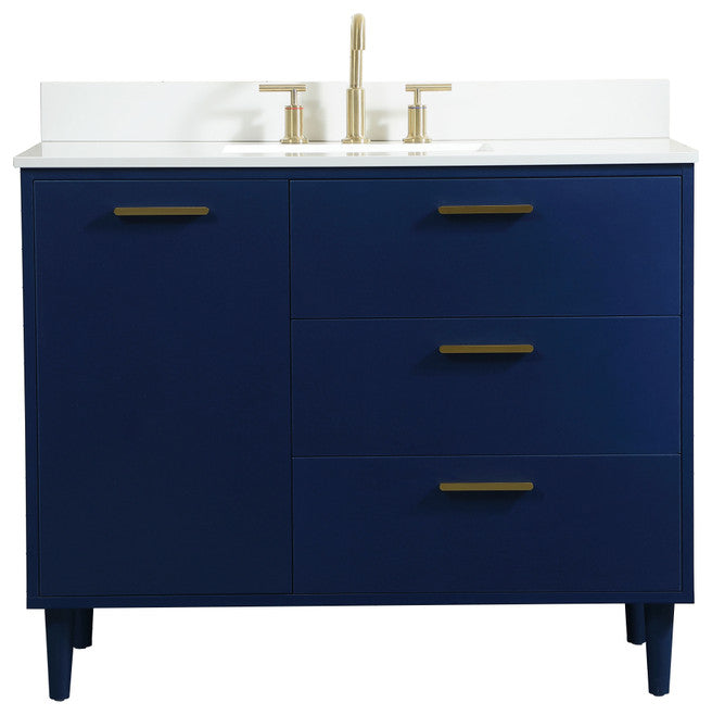 Home Living 42" Bathroom Vanity, Blue With Backsplash