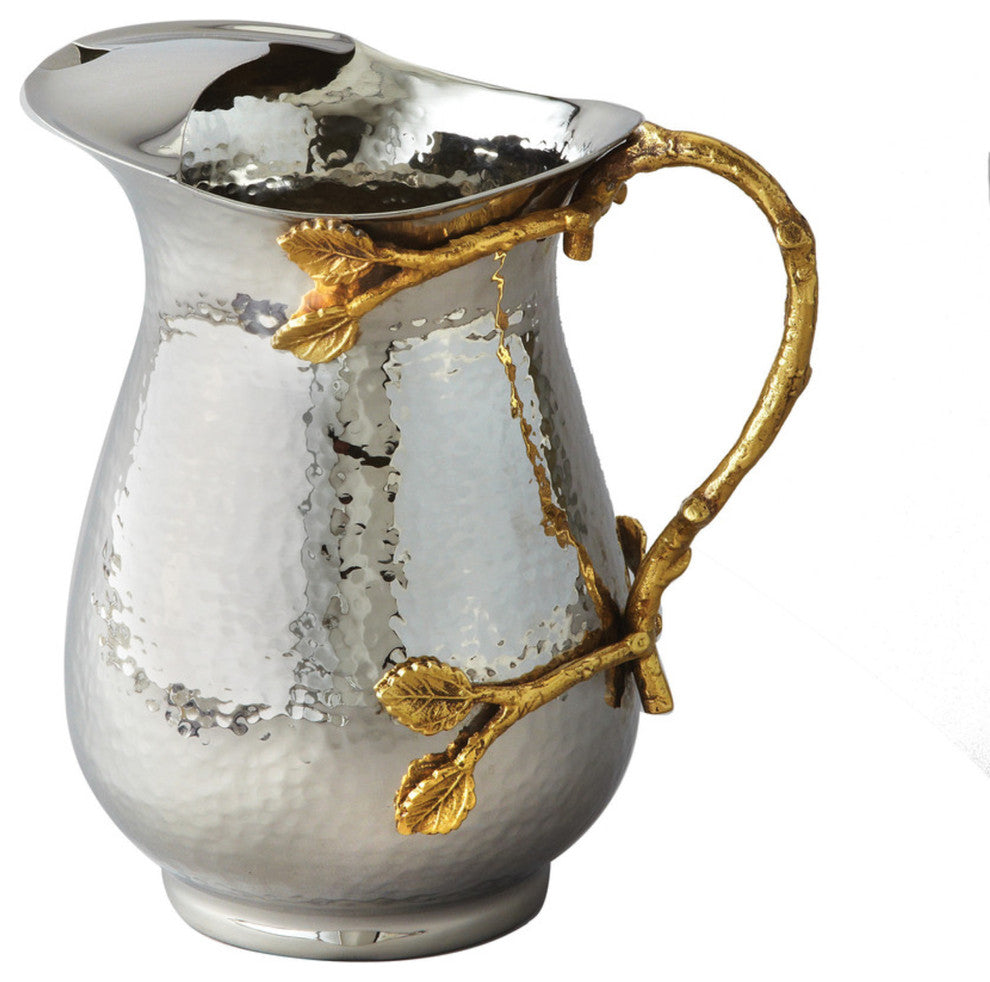 Gilt leaf Hammered Stainless Steel Water Pitcher