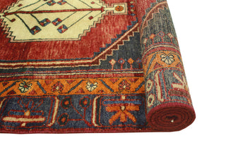 Fine Vintage Distressed Kristoph Red/Navy Runner, 3'1 x 9'5