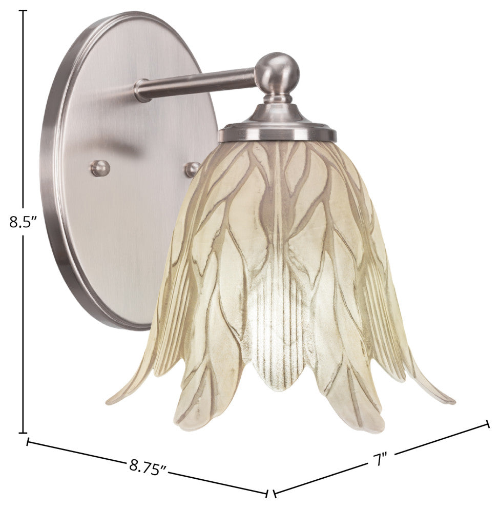 Capri 1-Light Wall Sconce, Brushed Nickel/Vanilla Leaf