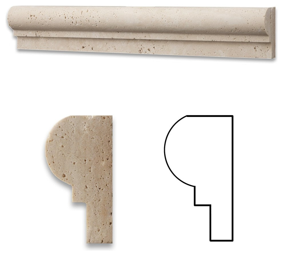 Ivory Travertine Honed OG-1 Chair Rail Molding Trim