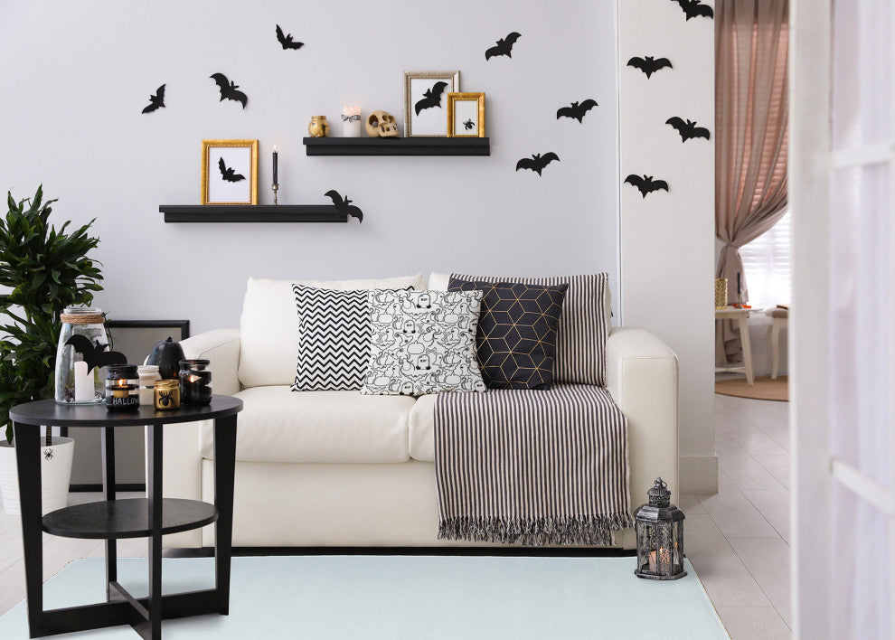 Halloween Outlines Accent Pillow With Removable Insert, White, 20"x20"